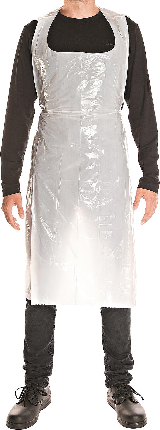 LDPE Schürze, 16my, 120x70cm weiss, glatt, auf Rolle, VPE=200 Stück