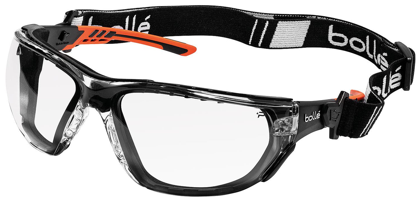 Lunettes de sécurité NESS+, monture orange/noire – PC transparent PSSNESF028