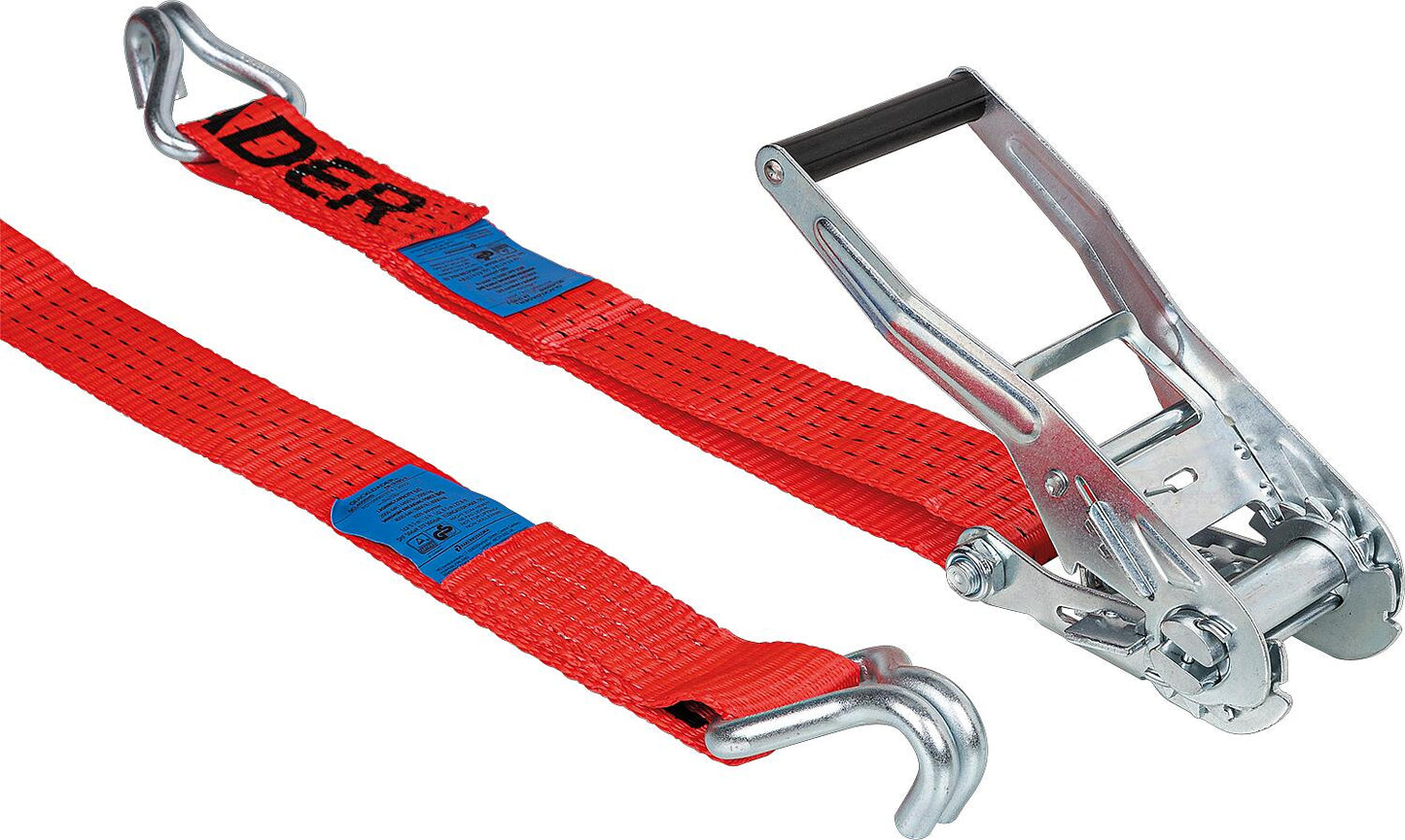 Ratchet lashing strap, two-piece Classic Heavy, 1000kg, 6m red
