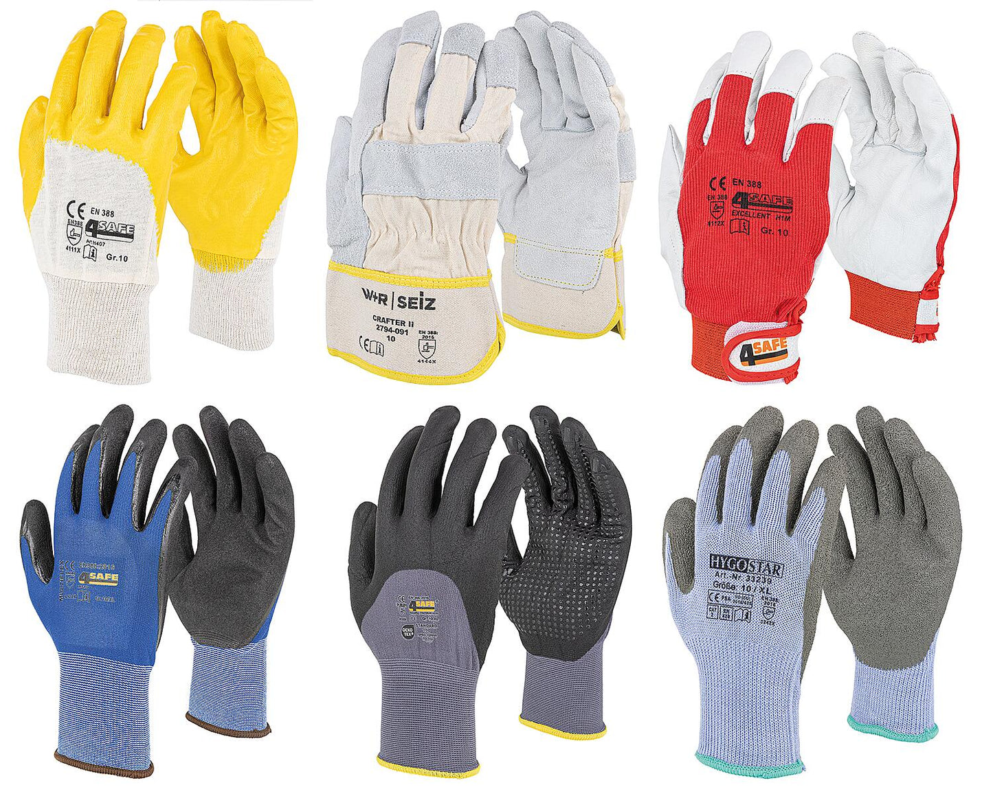 Ensemble de gants GR10/XL, 6 pièces