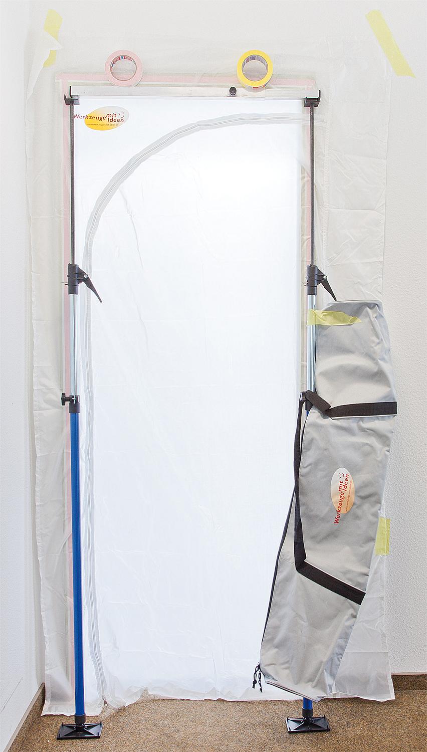 Porte coulissante haut de gamme étanche à la poussière pour les pièces jusqu'à 2750 mm de hauteur sous plafond, sac de transport inclus.