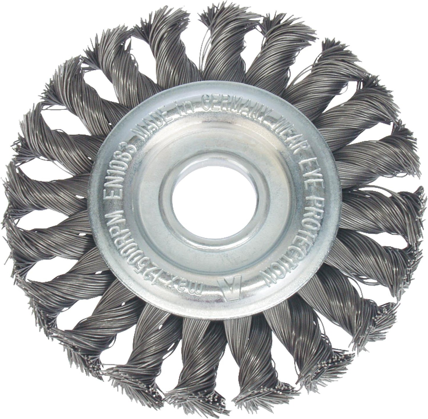 Round brush, braided steel wire 0.50 mm, 115 mm x 22.2