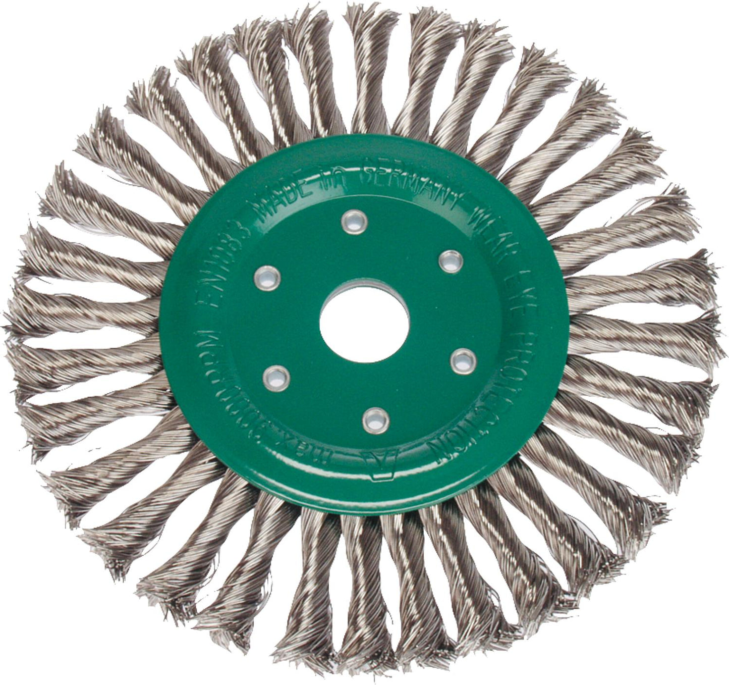 Round brush, braided, stainless steel wire 0.50 mm, 115 mm x 22.2