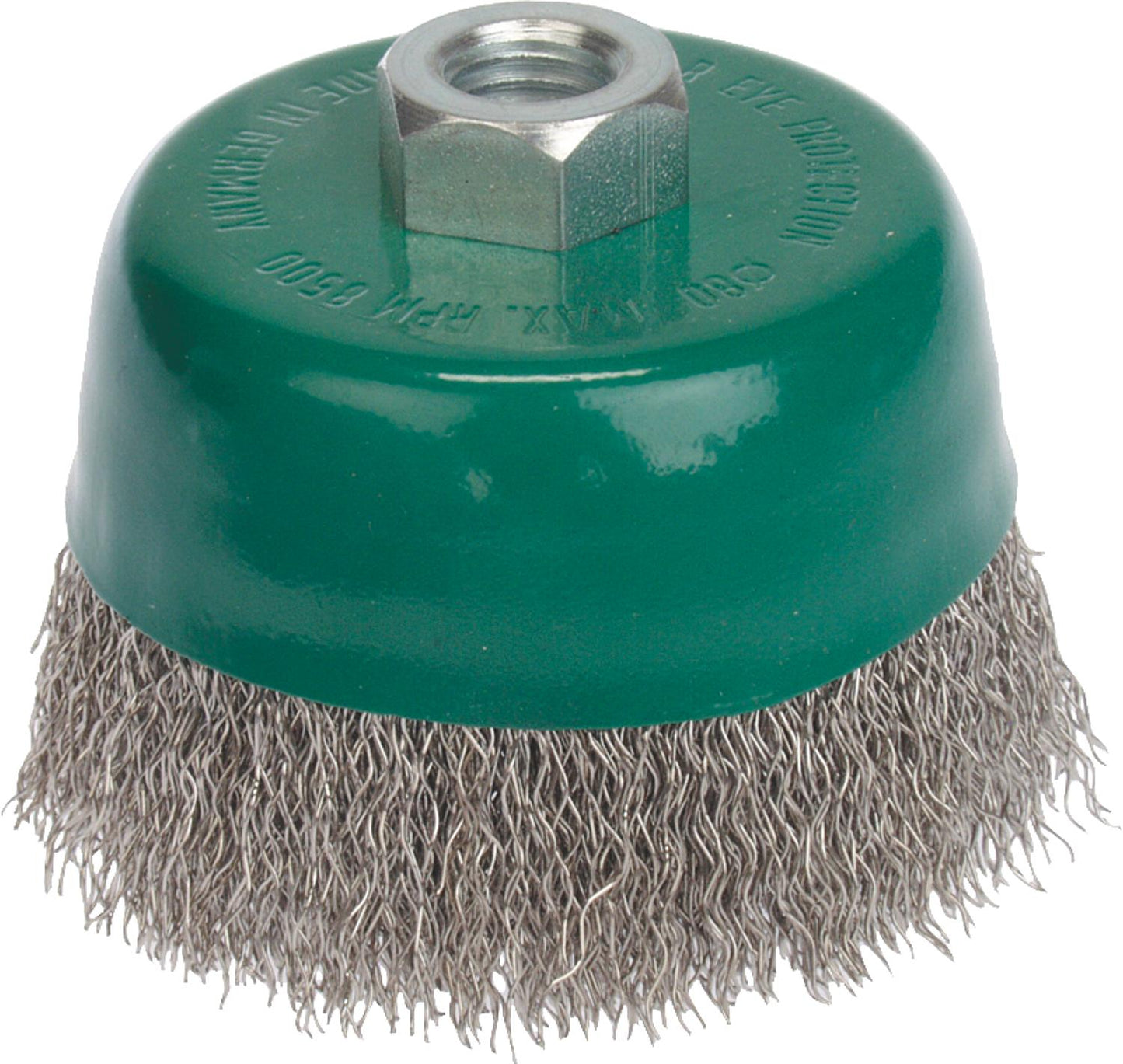 Pot brush, stainless steel wire, corrugated, 0.30 mm, 60 mm x M 14 x 2.0