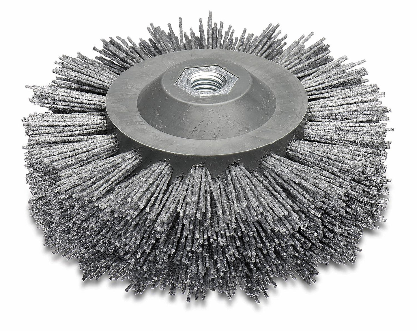 Brosse ronde à poils abrasifs en carbure de silicium et filetage interne M14