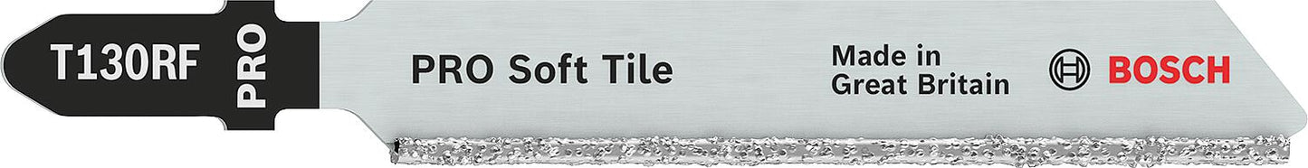 BOSCH T130RIFF jigsaw blades, 83mm length, pack of 3, for straight cuts in ceramic