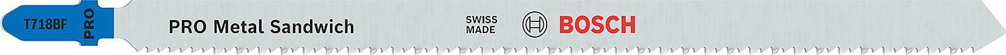 Lames de scie sauteuse BOSCH T718BF, longueur 180 mm, lot de 3, pour panneaux sandwich métalliques