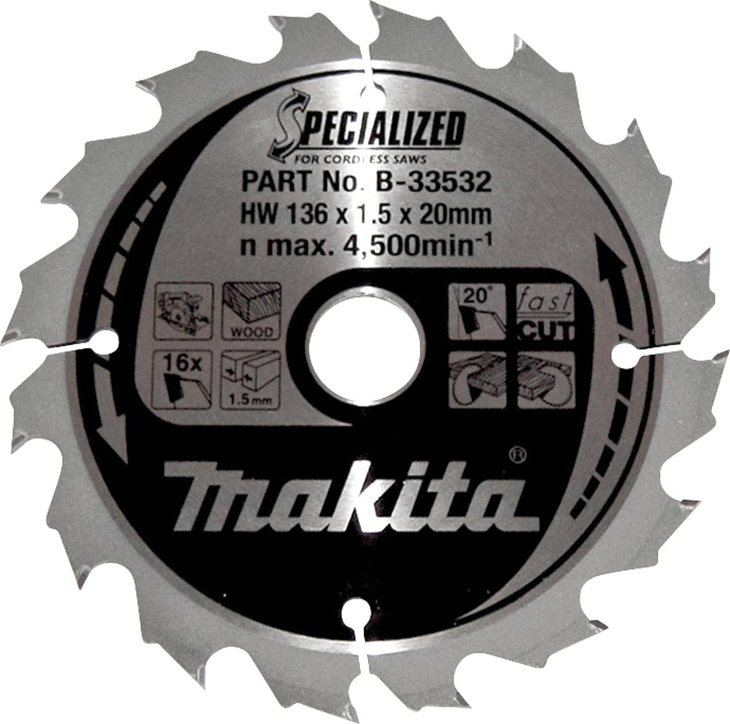 MAKITA circular saw blade Ø 136x20x1.5mm with 16 teeth