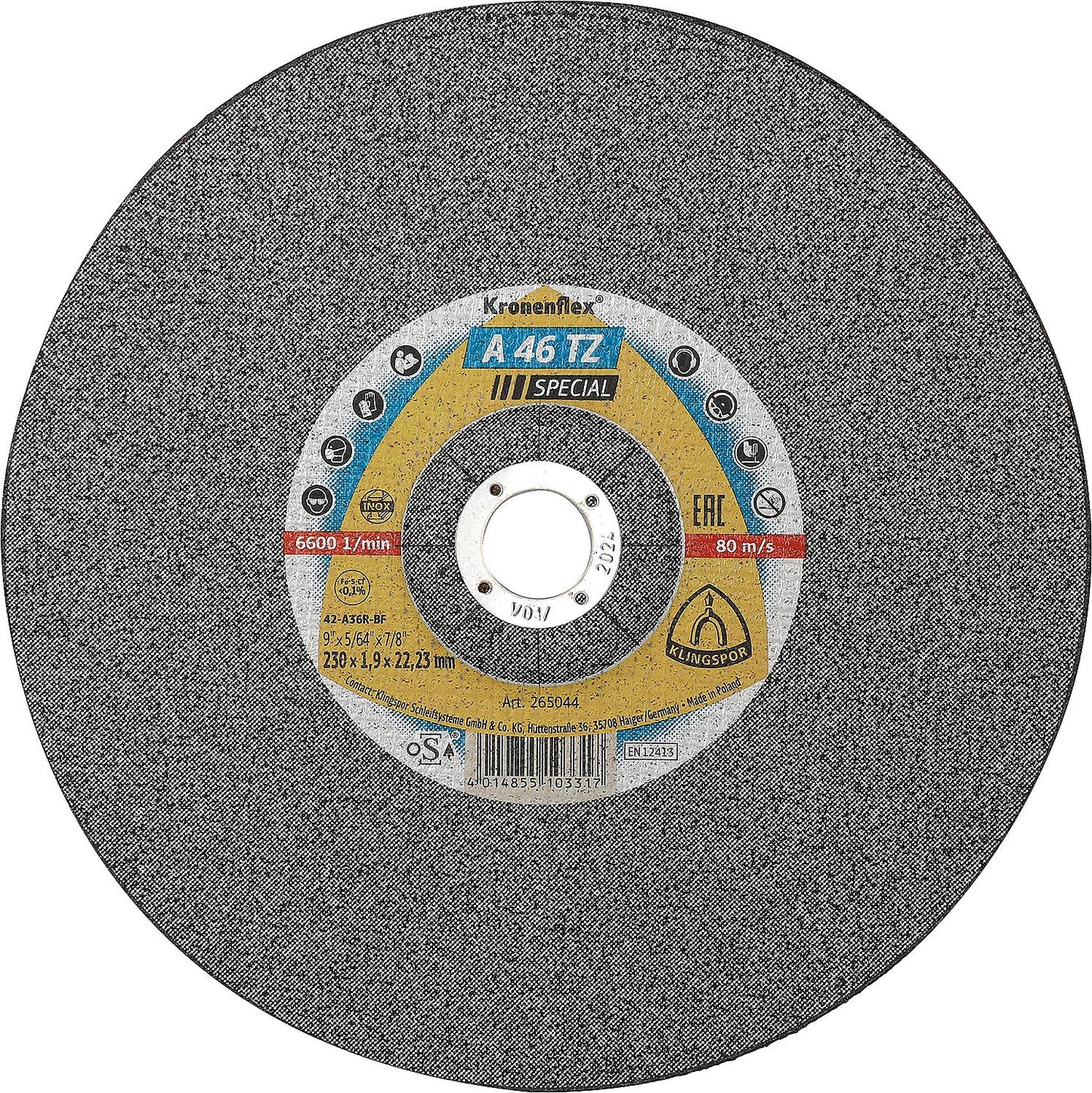 Cutting disc KLINGSPOR A 46 TZ SPECIAL INOX offset 115 x 1.6 x 22.23 mm