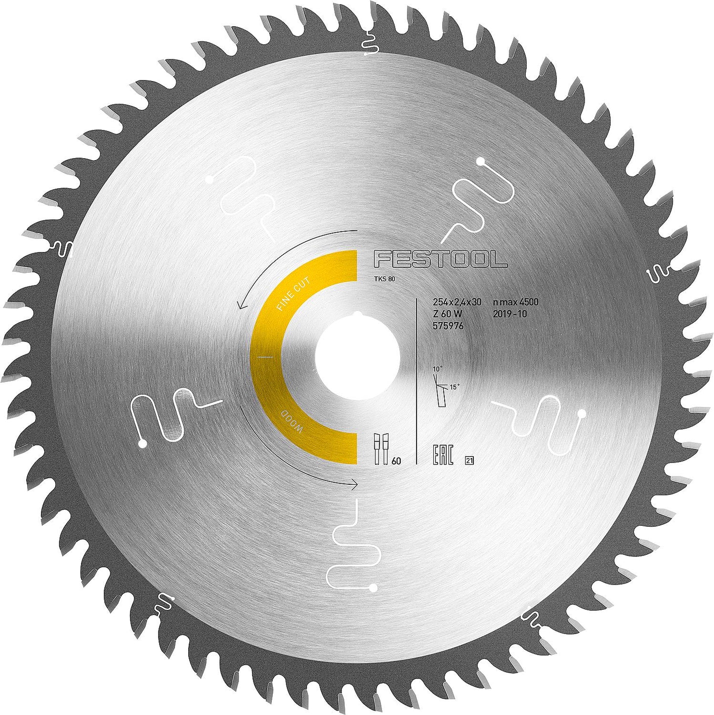 Circular saw blade for veneered panels, parquet, hard plastics, hard PVC, solid wood, blockboard 254 x 30 x 2.4 mm, 60 teeth