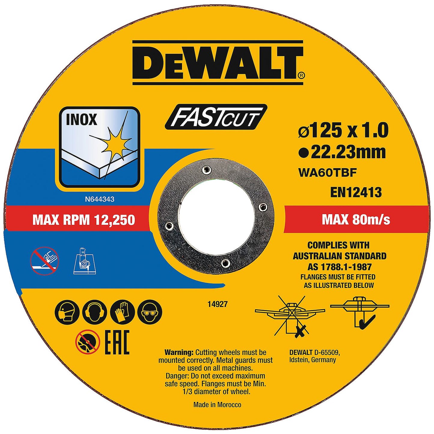 Trennscheibe DeWALT DT20540-QZ 125 x 1 x 22,23 mm , VPE=100 Stück