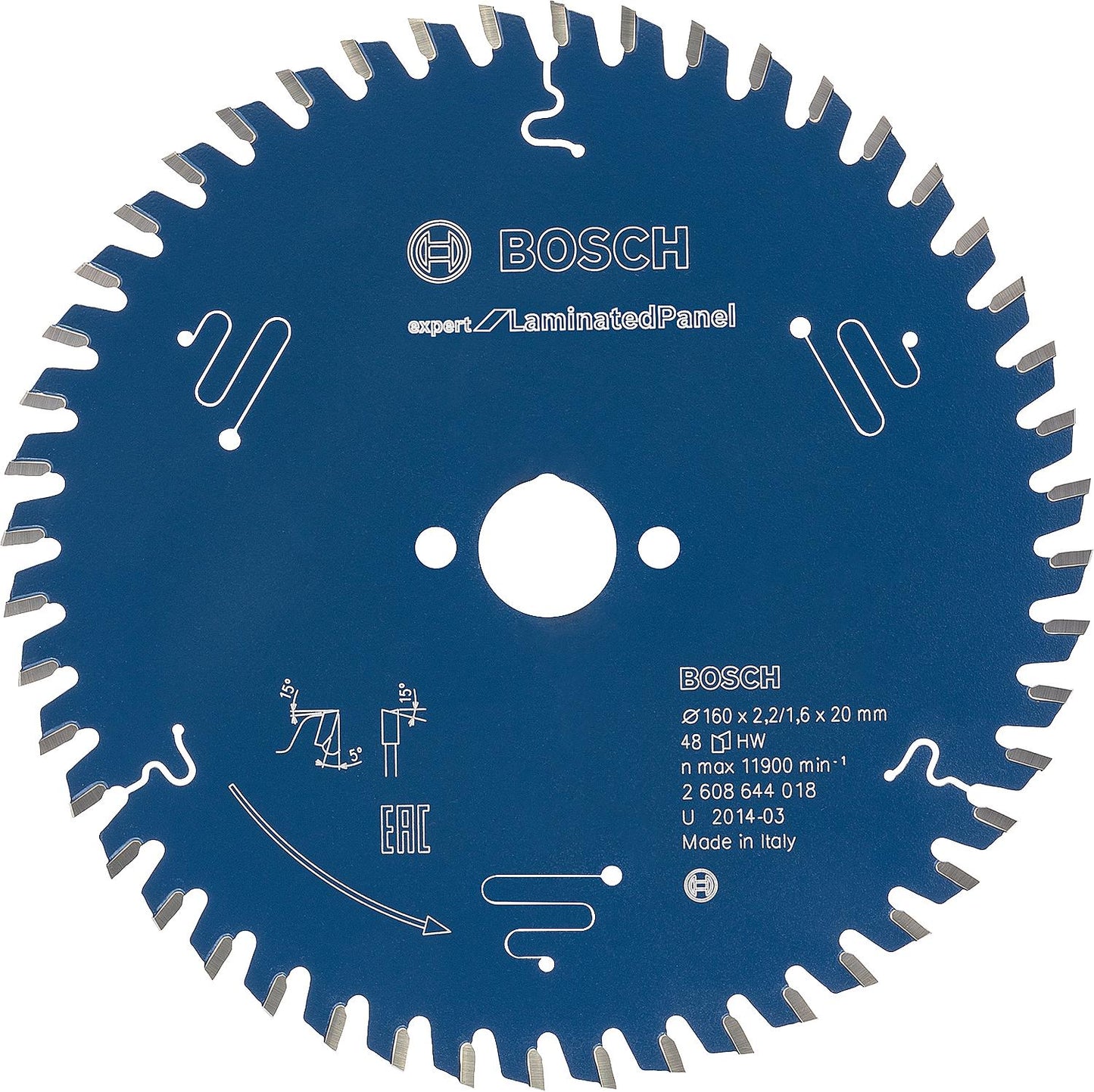 BOSCH circular saw blade Ø 165 x 20 with 48 teeth for veneered wood