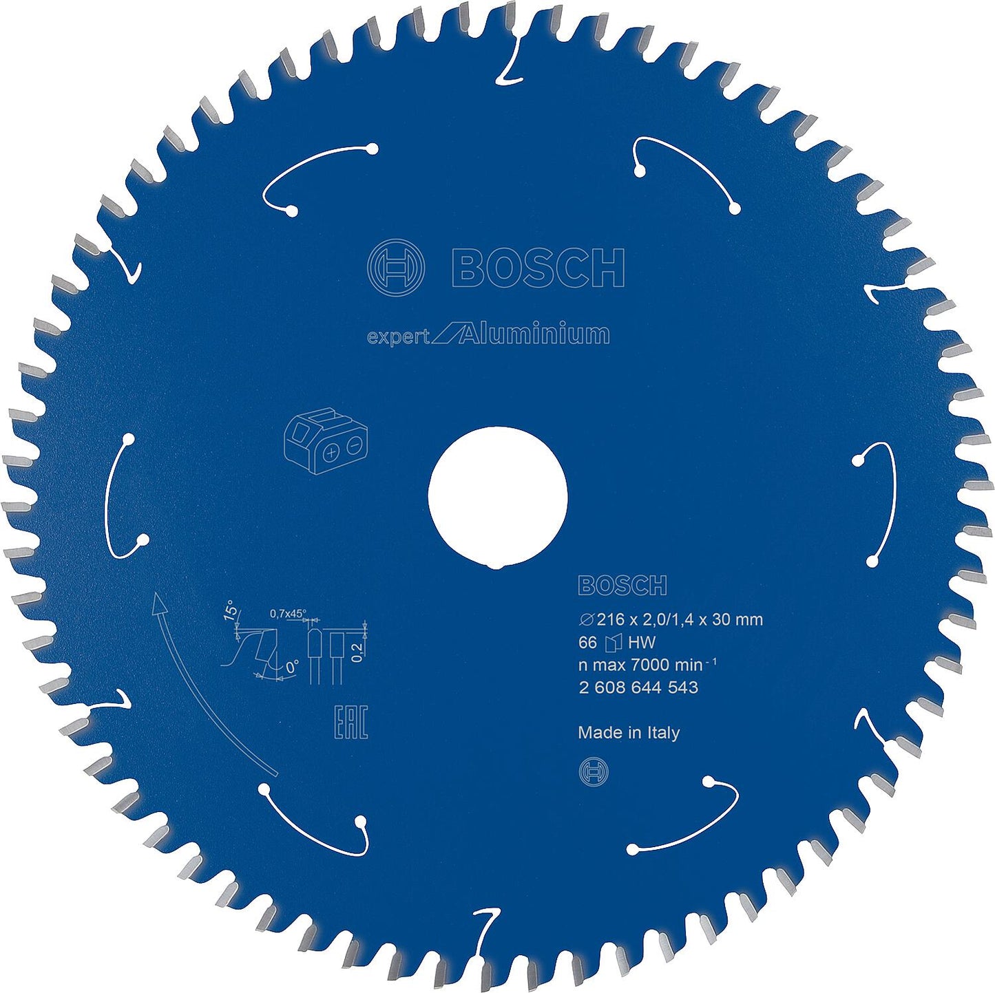 Kreissägeblatt Ø 216 x 30 x 2,0 mit 66 Zähne, für Aluminium und Nichteisenmetalle
