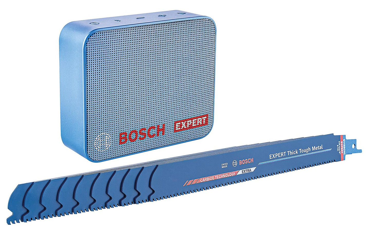 Action set of BOSCH Expert S1155CHC reciprocating saw blades for metal (pack of 10), with JBL music box