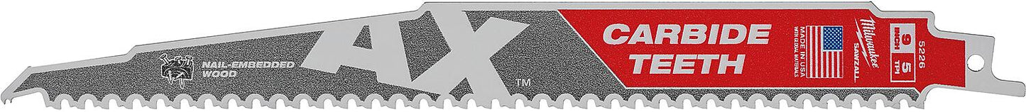 Lame de scie alternative Milwaukee AX, 230 mm de long, 1 pièce par paquet, pour bois avec clous