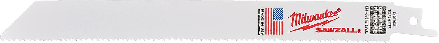 Lame de scie alternative Milwaukee à usage général, longueur 200 mm, lot de 5, pour bois avec clous et métal