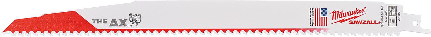 Säbelsägeblatt Milwaukee THE AX, Länge 300 mm, VPE 5 Stück, für Holz mit Nägel