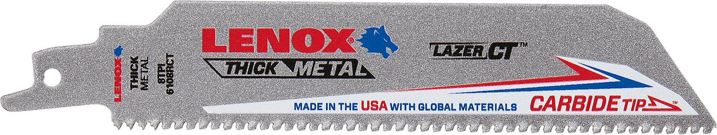 Lenox LAZER CT™ reciprocating saw blade, 152 mm long, 8 TPI, 1 piece per pack