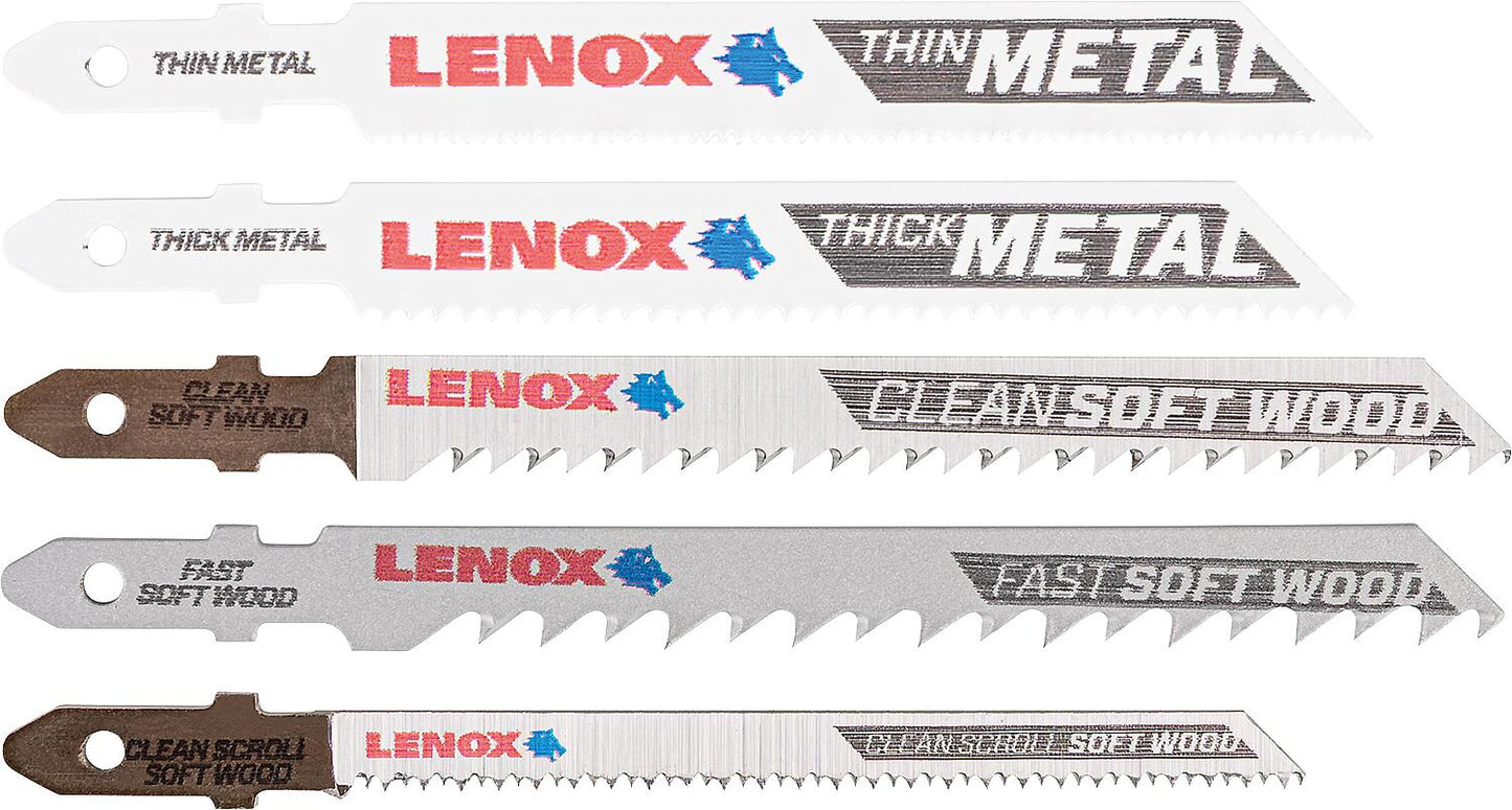 Lenox jigsaw blade set, 5 pieces, for cutting wood and metal
