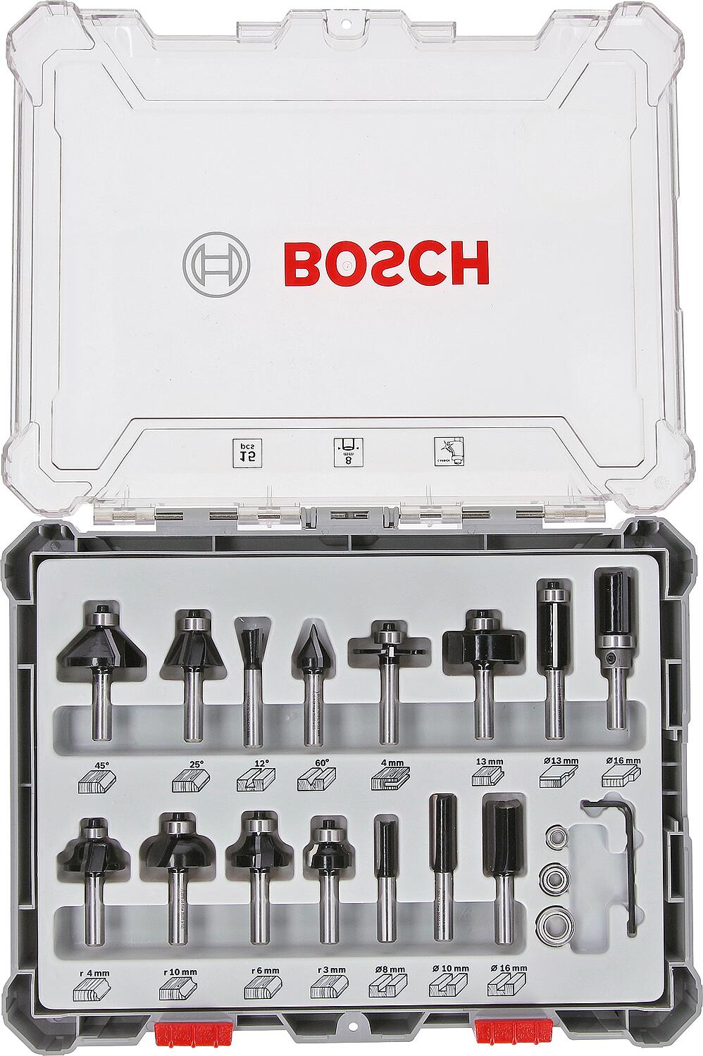 Fräser-Set BOSCH mit 8mm Schaft 15-Teilig