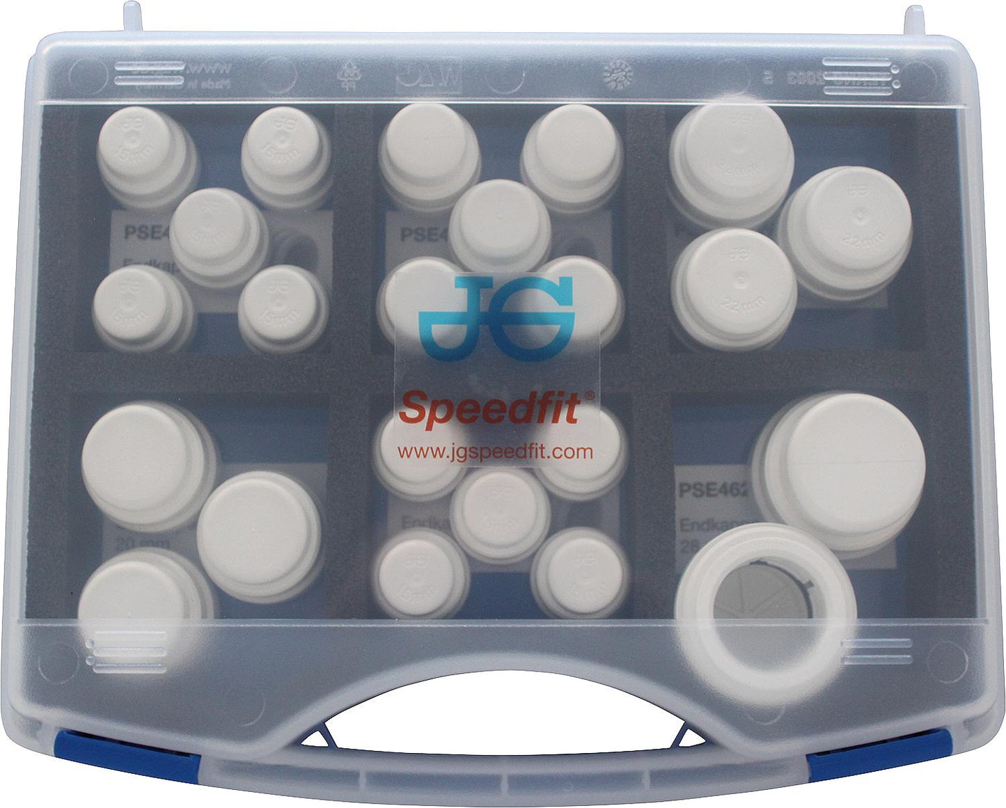 Small service case with end caps for copper and plastic pipes Ø 15-28mm