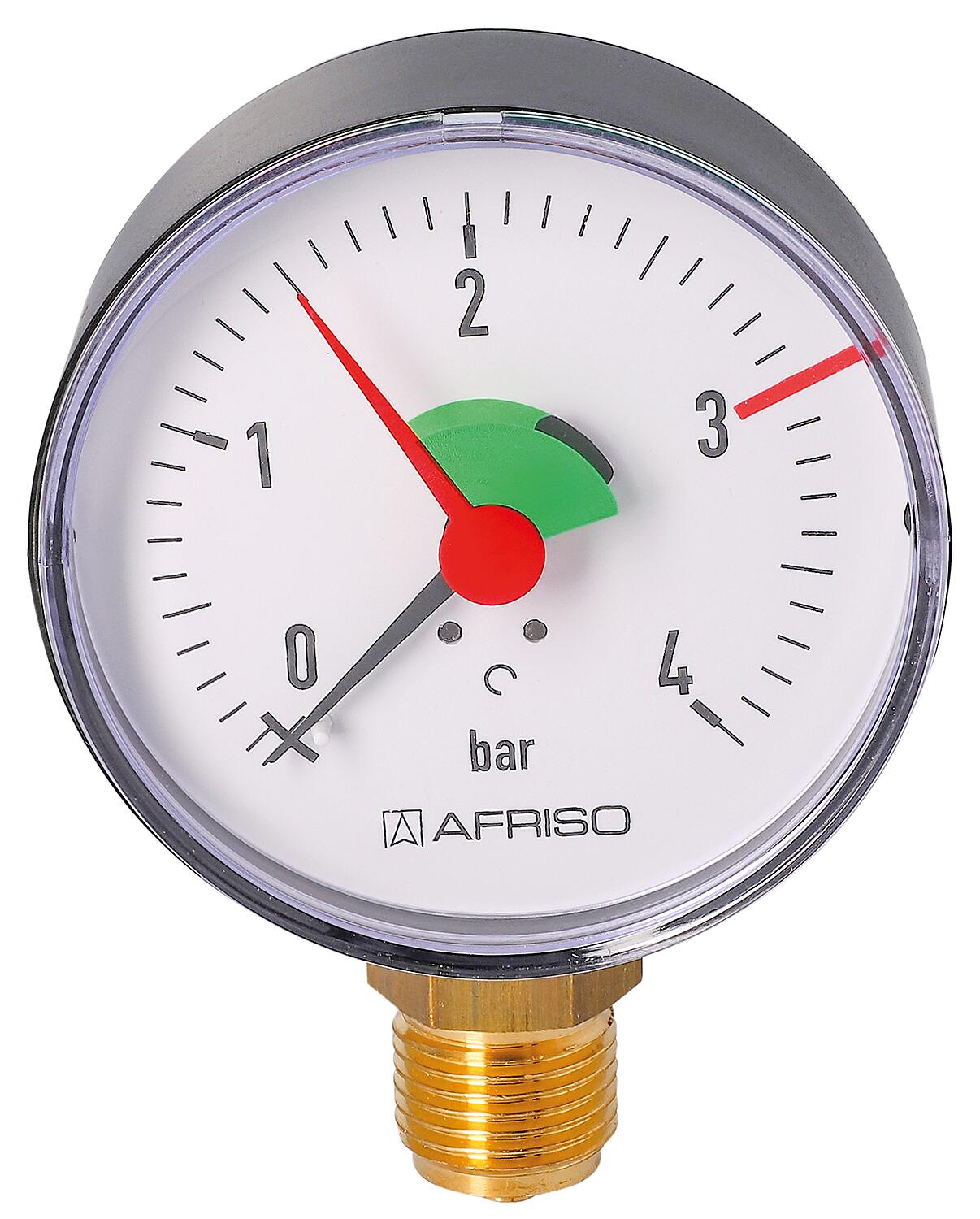 Heizungsmanometer radial 80 mm durch, 1/2"