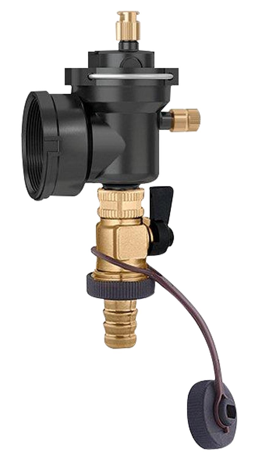 Venting pot complete with drain valve, suitable for plastic manifold type 671