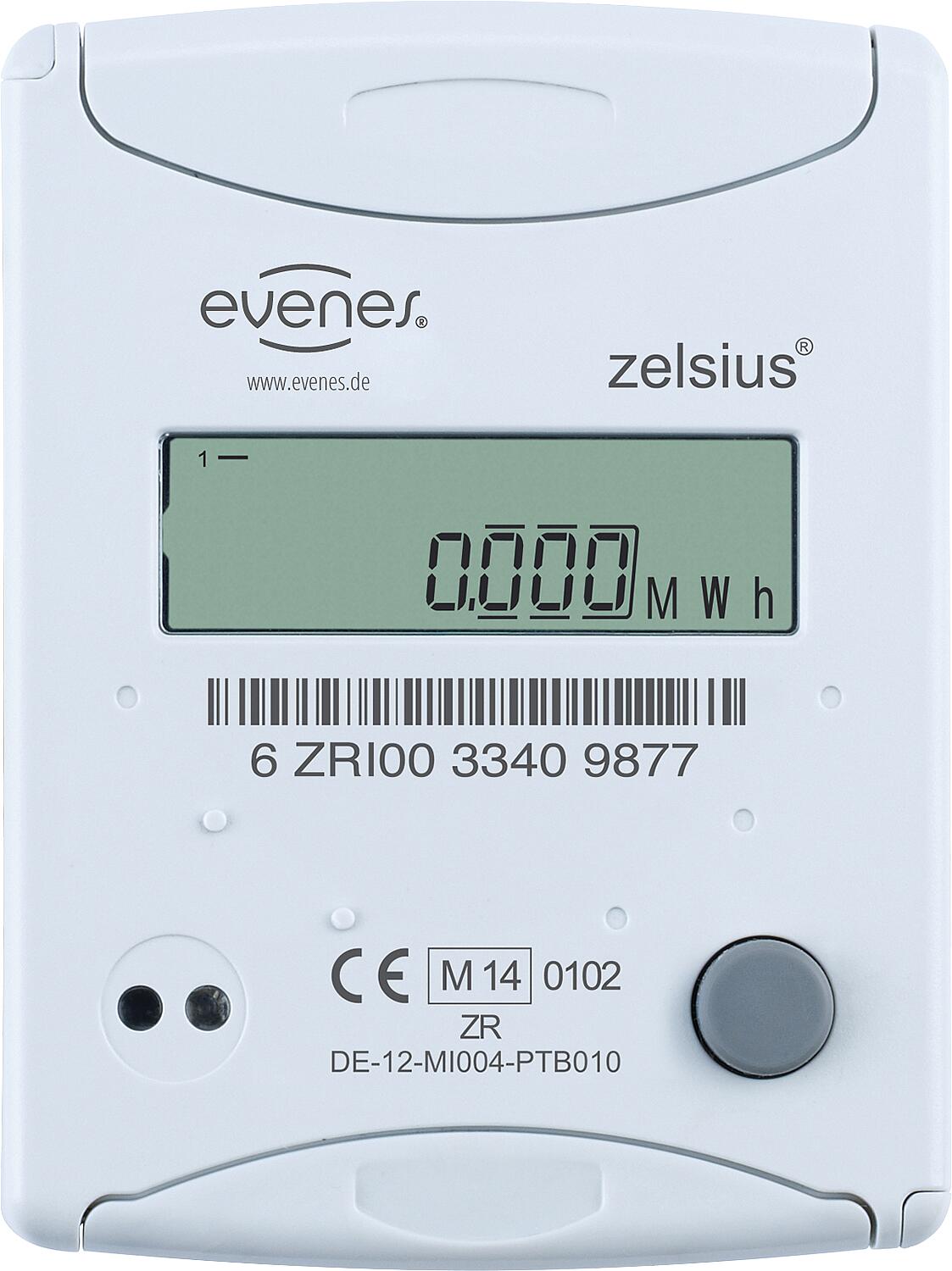 Compact heat meter Evenes Solar DN 20, 1" male thread x 130mm flow rate 2.5m³/h, incl. calibration fee