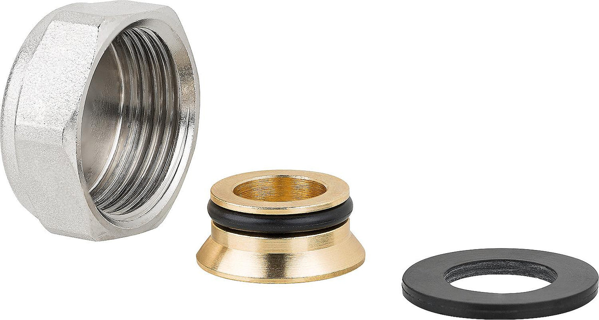 Verschlusskappe Eurokonus DN20(3/4") aus Messing vernickelt, mit Dichtung