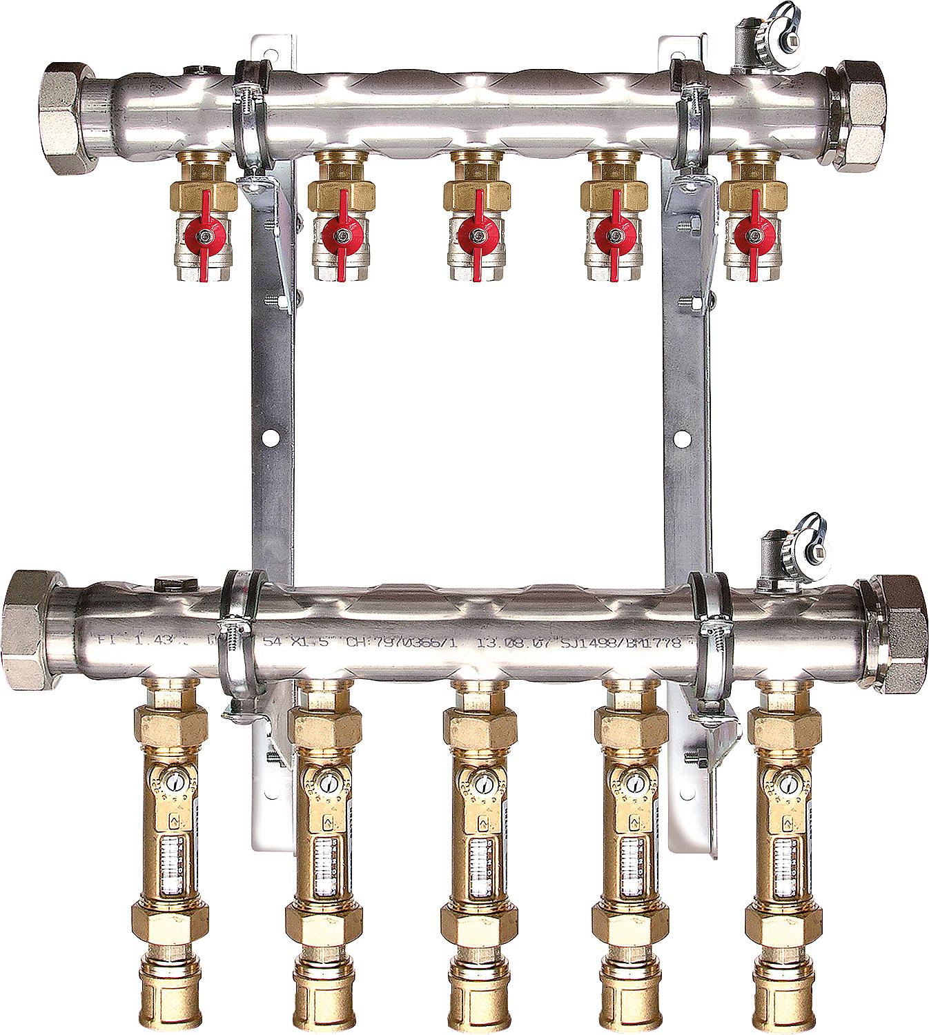 Brine distributor 2" for 4 brine circuits + TacoSetters in the return line, installation length 360 mm