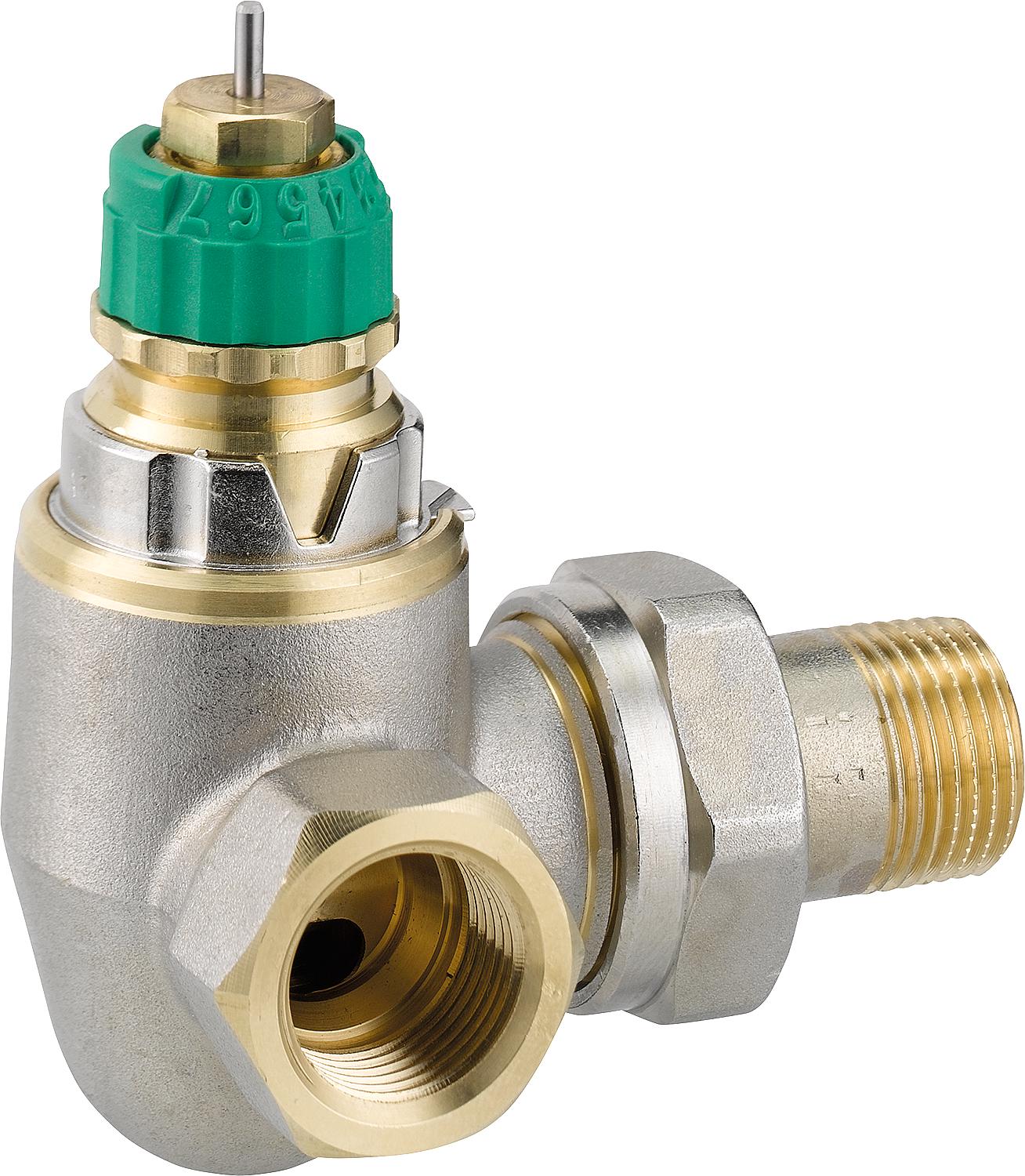 Corps de vanne thermostatique Danfoss Dynamic Valve RA-DV, DN10 (3/8"), fuite angulaire à gauche