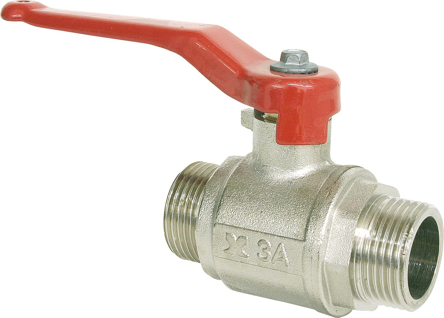 Ball valve with full bore male x male thread 3/8" PN40 nickel-plated brass