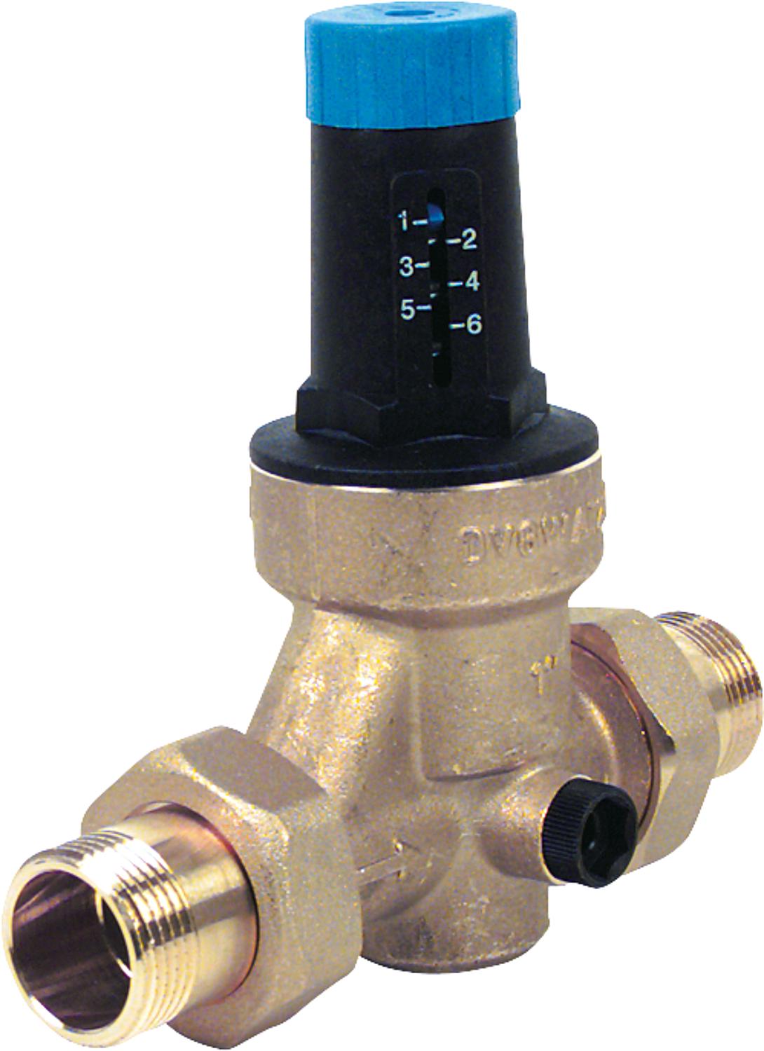 Druckminderer aus Messing mit Gewindetüllen