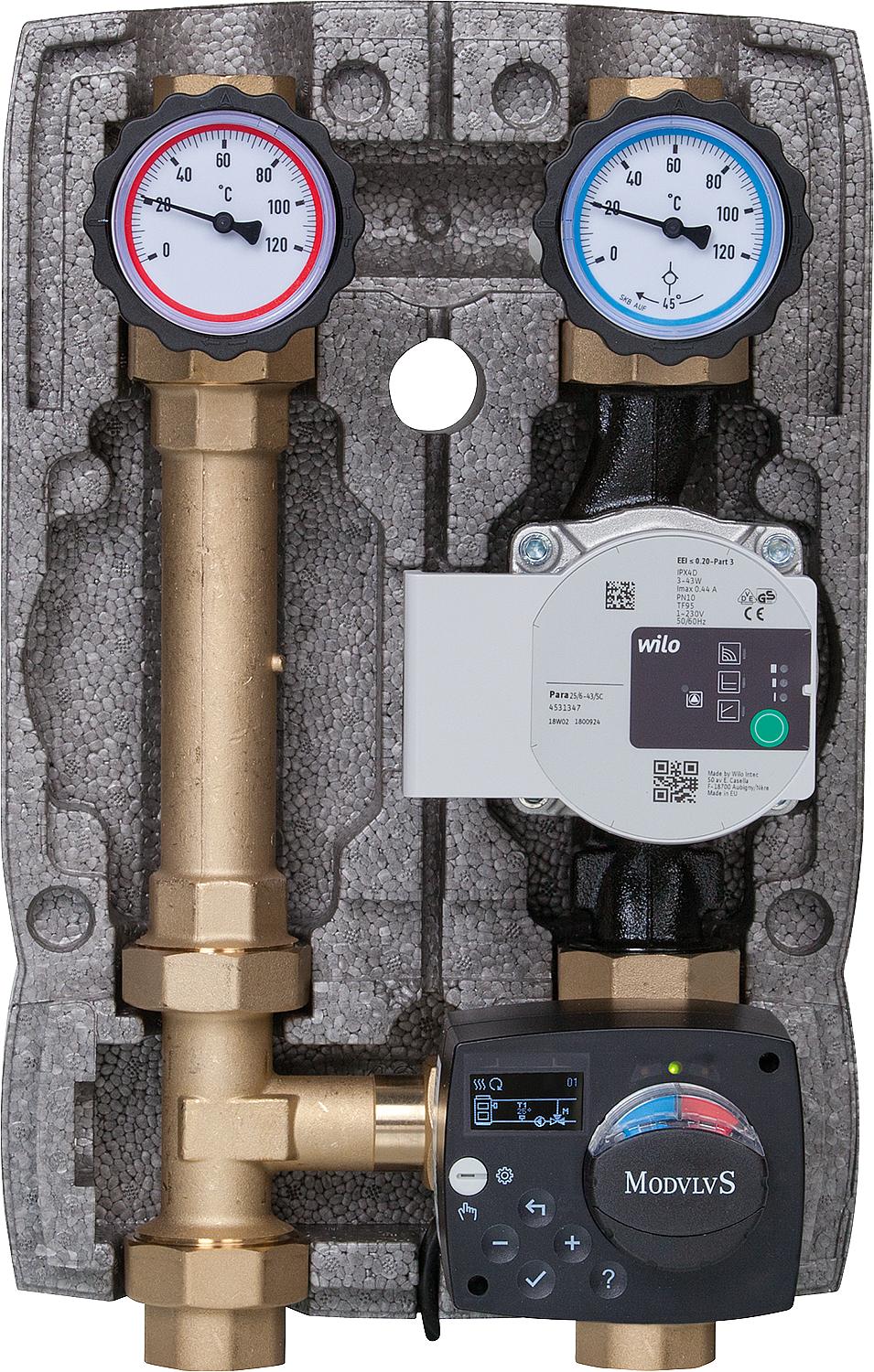 Solid fuel loading set Easyflow Wood-Konstant DN25, 20-80°C with pump Grundfos UPM3S AUTO 25-60