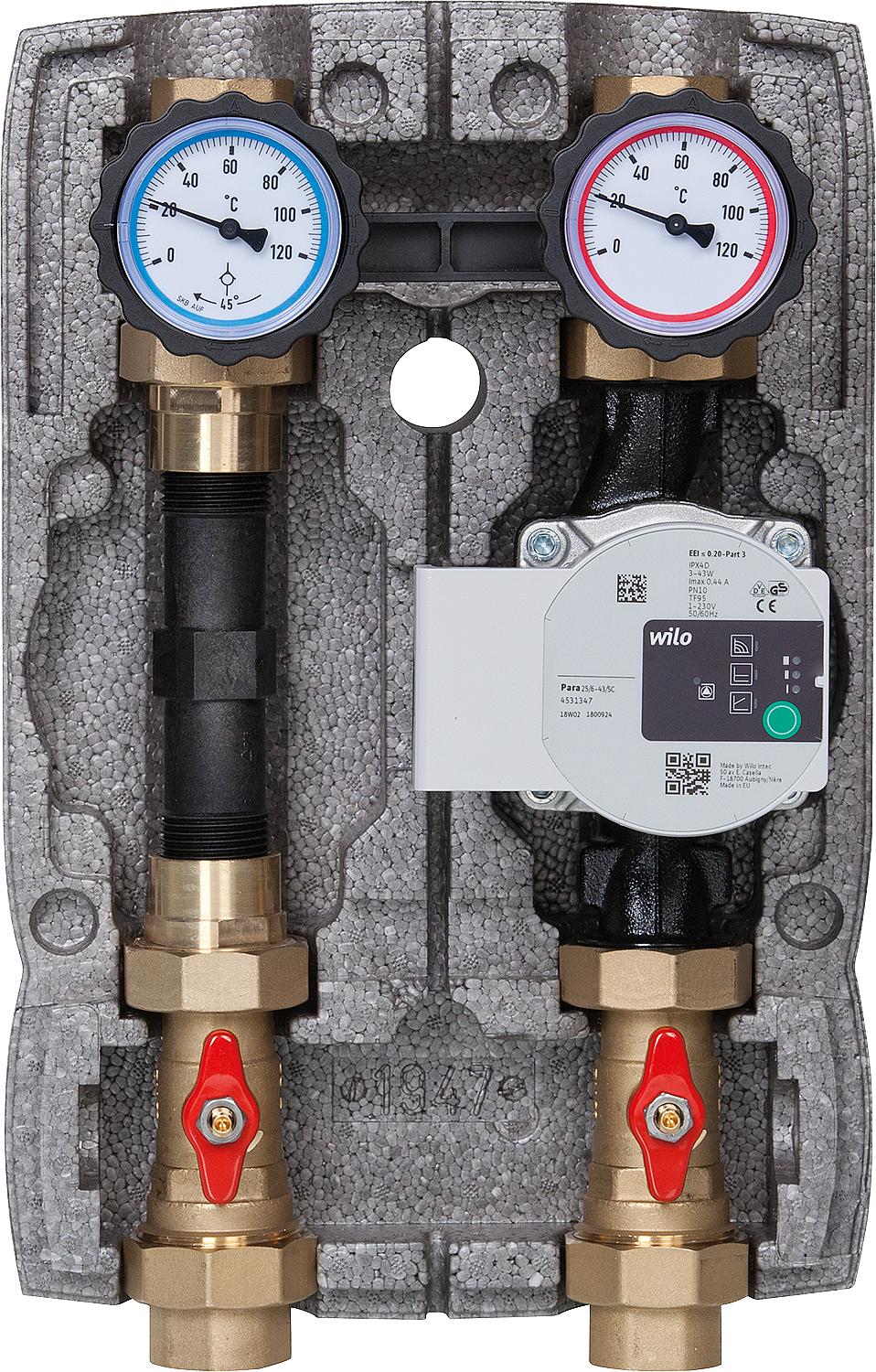Heizkreisset Easyflow DN25(1") ungemischt, Wärmezählerstrecke