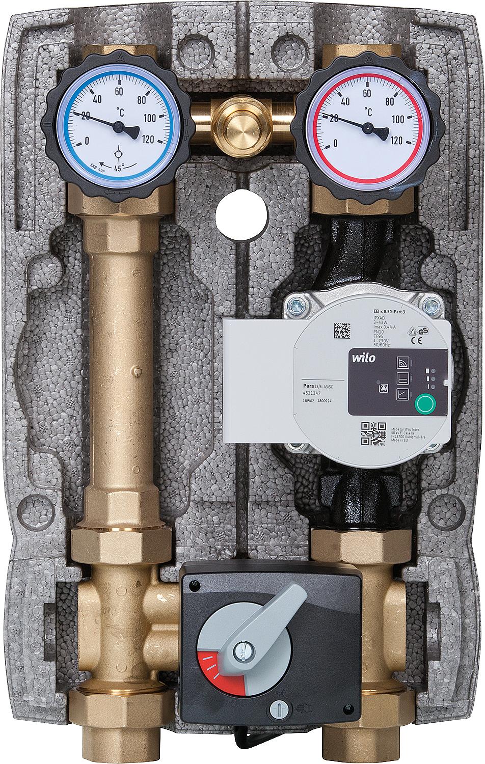 Circuit de chauffage Easyflow DN25 R1" avec isolation, mélangeur 4 voies et vanne de dérivation