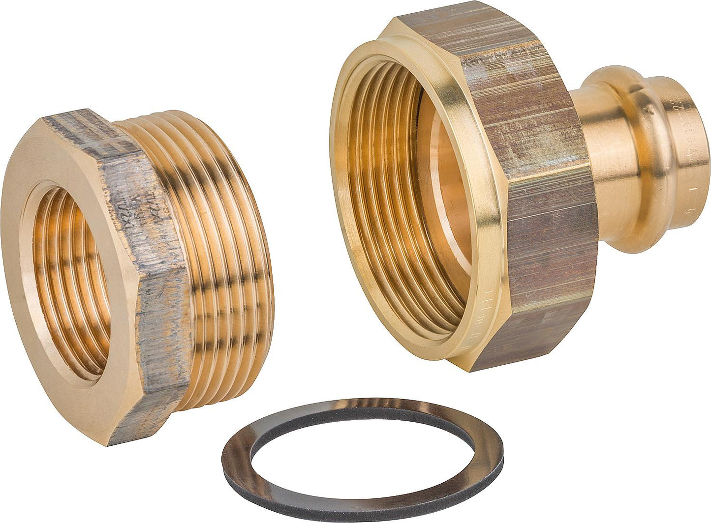 Raccord de séparation isolant DN20 (3/4") filetage femelle x 18 mm, laiton rouge, joint plat, profil en V