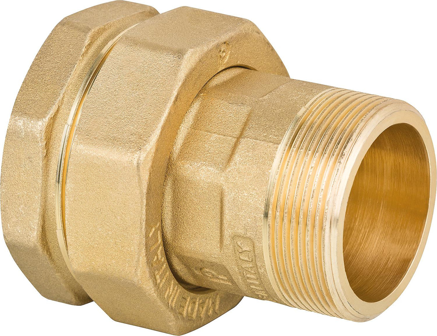 Brass threaded fitting, flat sealing, 1/2" ixa