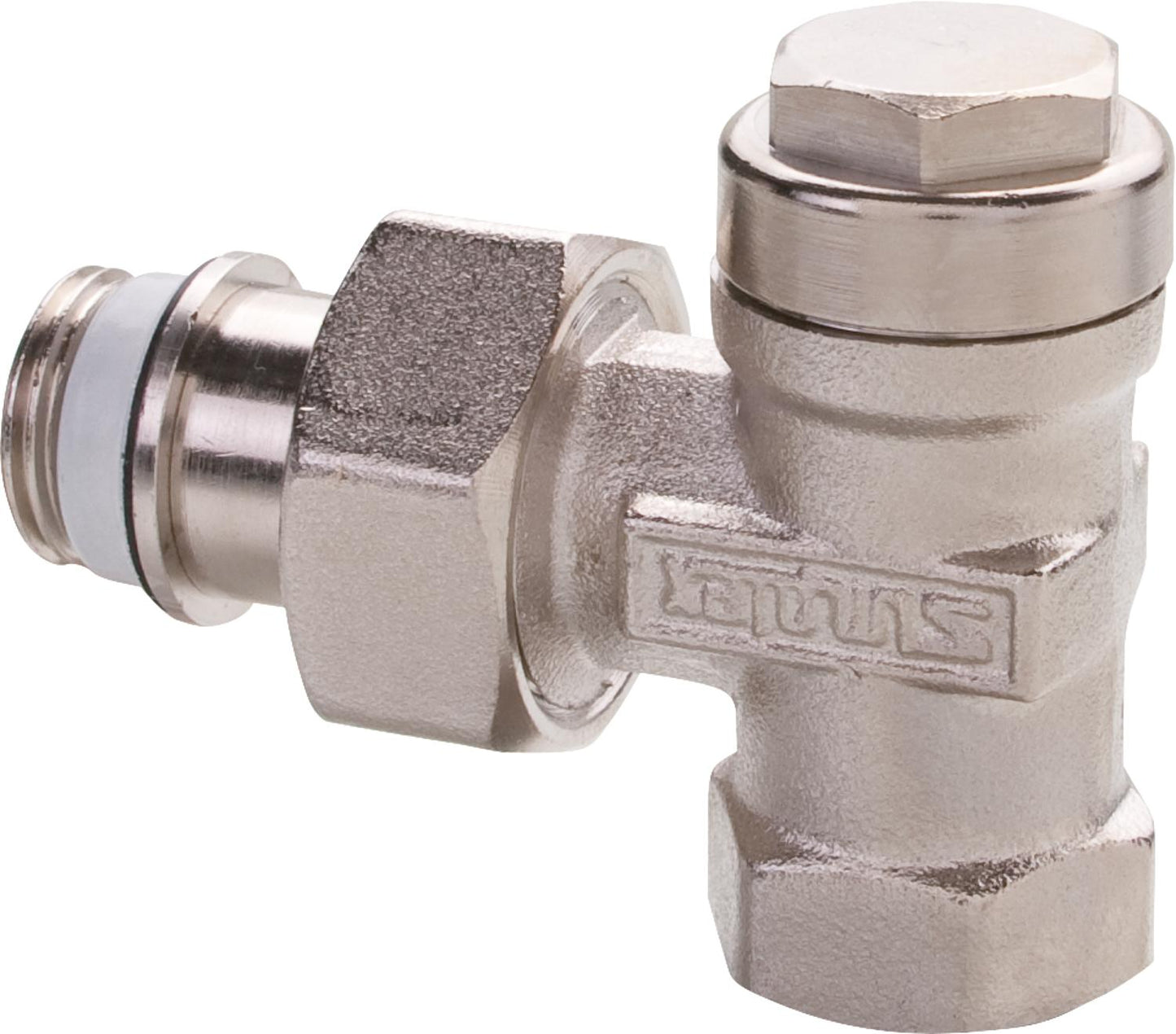 Return fitting type IG/N MS nickel-plated, version: straight through 1/2" male thread x 1/2" female thread