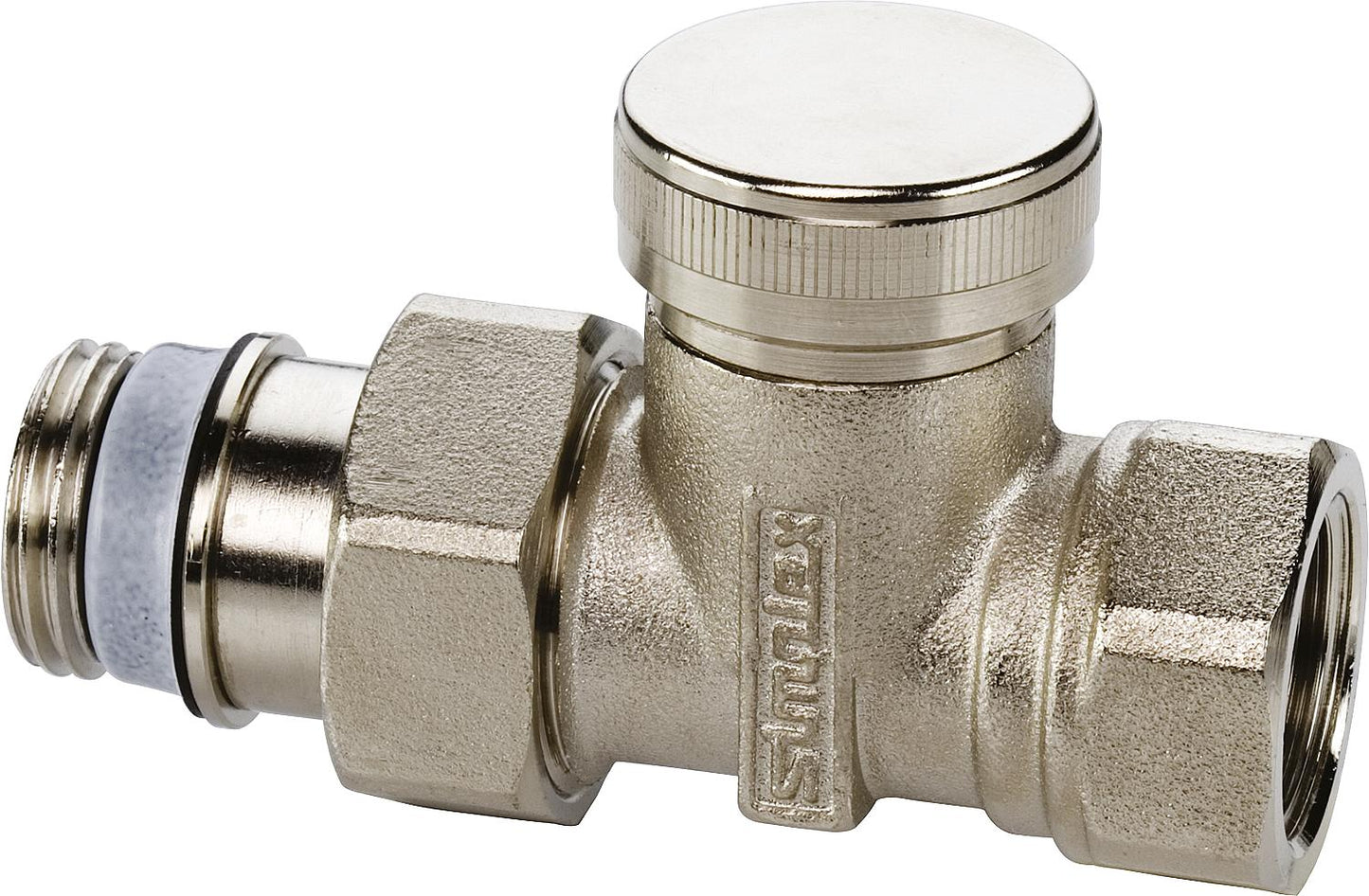 Return fitting type IG/M MS nickel-plated, version: straight through 1/2" male thread x 1/2" female thread