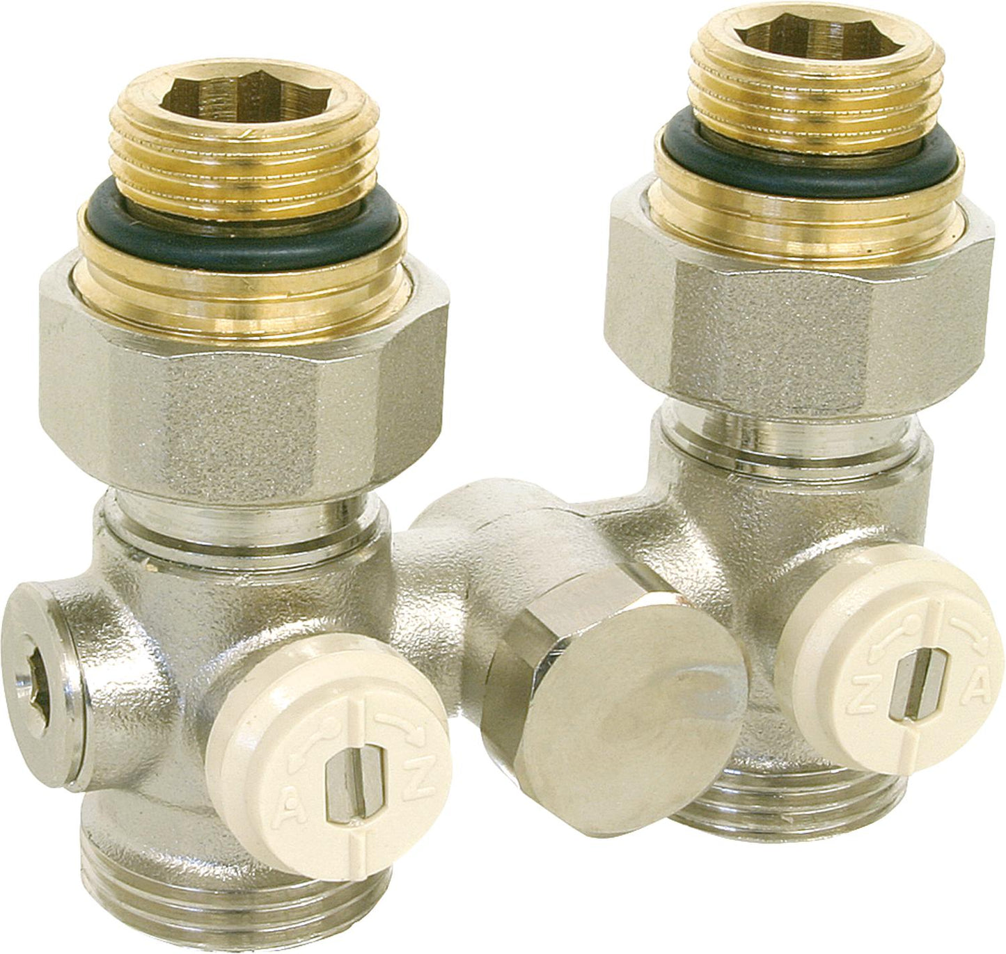 Doppelkugelhahnverschraubung Einrohrsystem 1/2"AG Durchgang