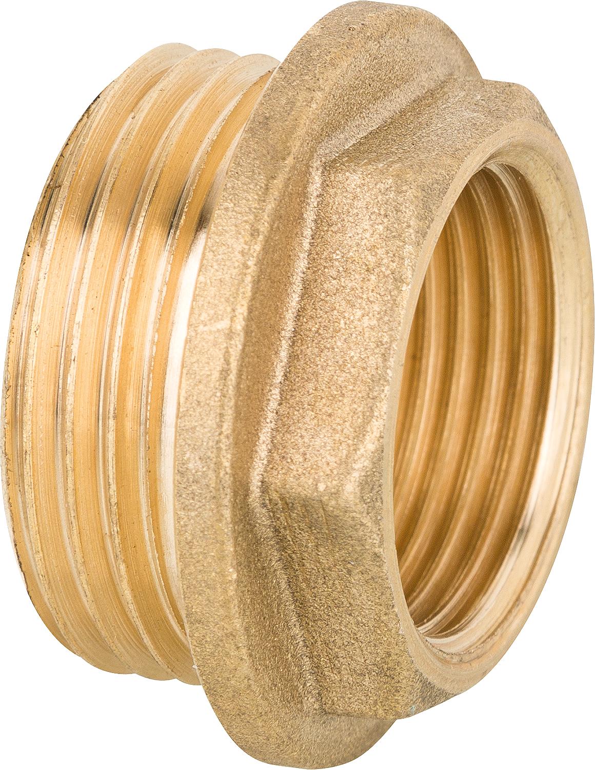 Reducer fitting with rim, brass DN20 (3/4") male thread x DN10 (3/8") female thread PN10