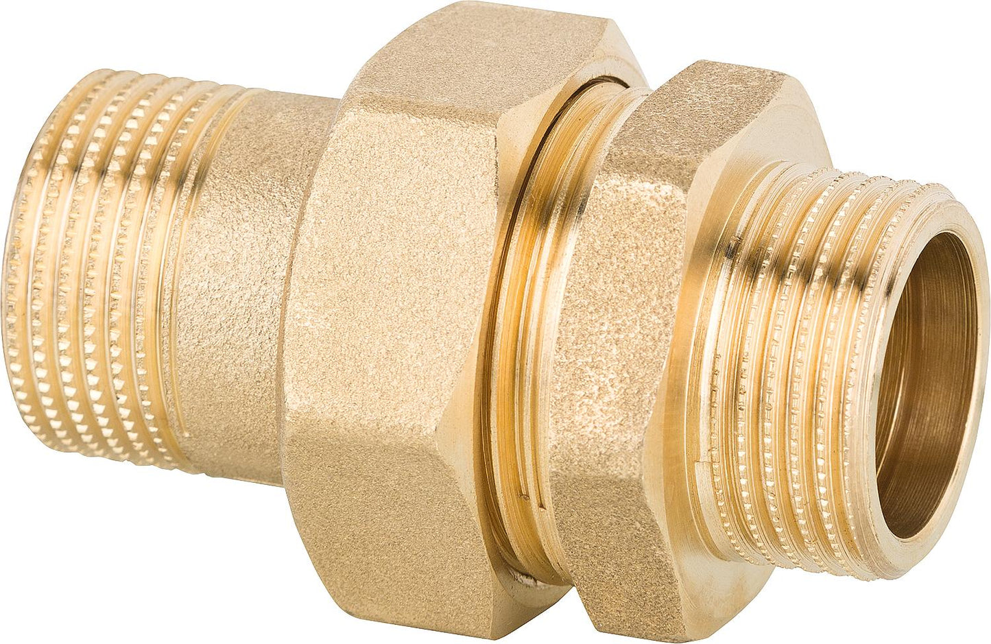 Brass screw fitting DN15 (1/2") male x male PN10, flat sealing with gasket