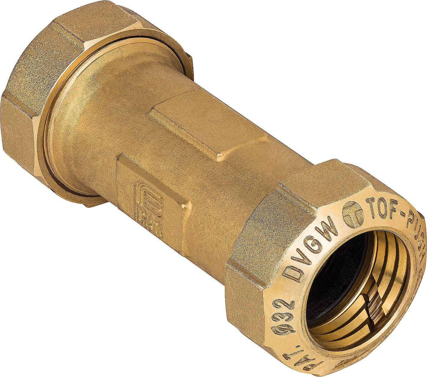 25mm brass repair sleeve for PE pipes, DVGW certified
