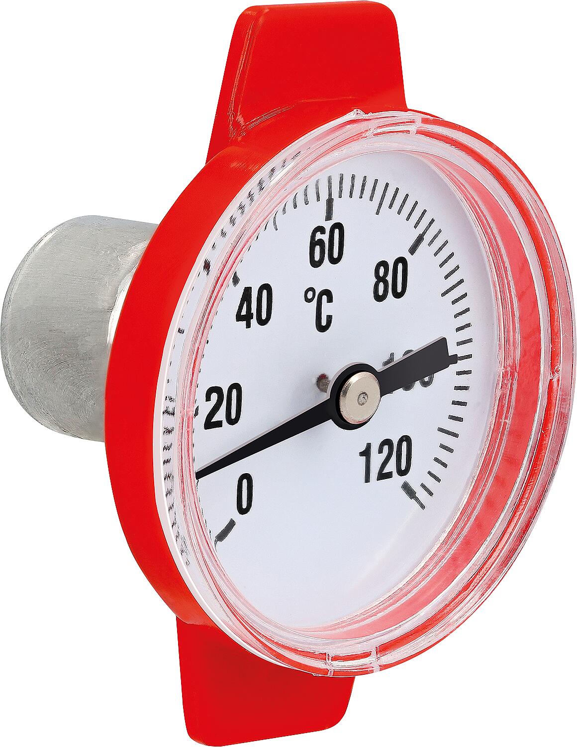 Thermometer rot passend für Isolier-T Kugelhahn Typ G und F Skala 0-120°C