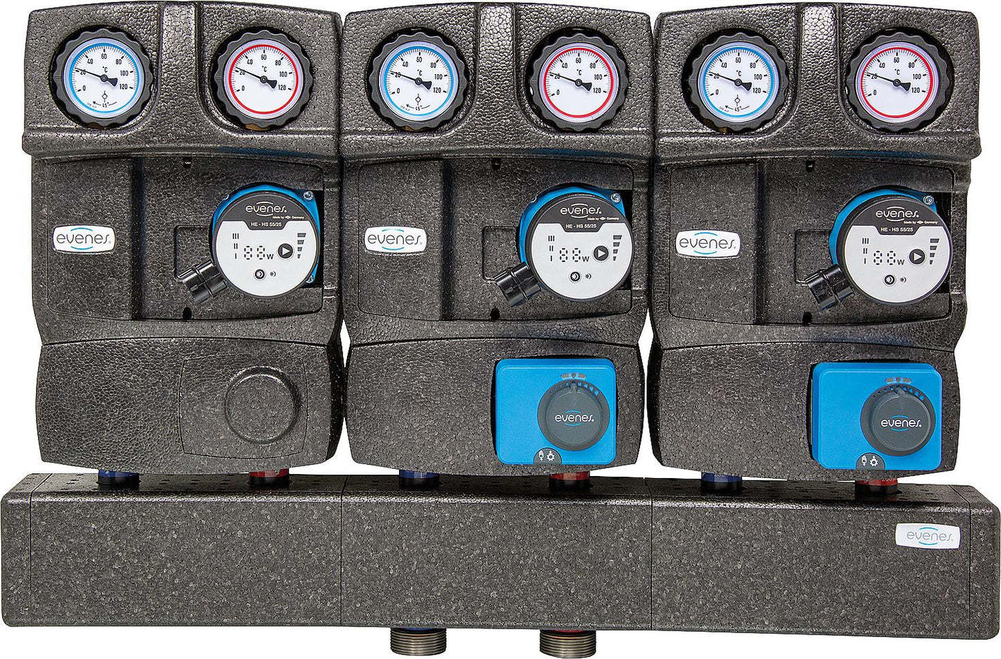 Module distribution group Evenes 1x direct circuit, 2x mixing circuit DN25 (1")