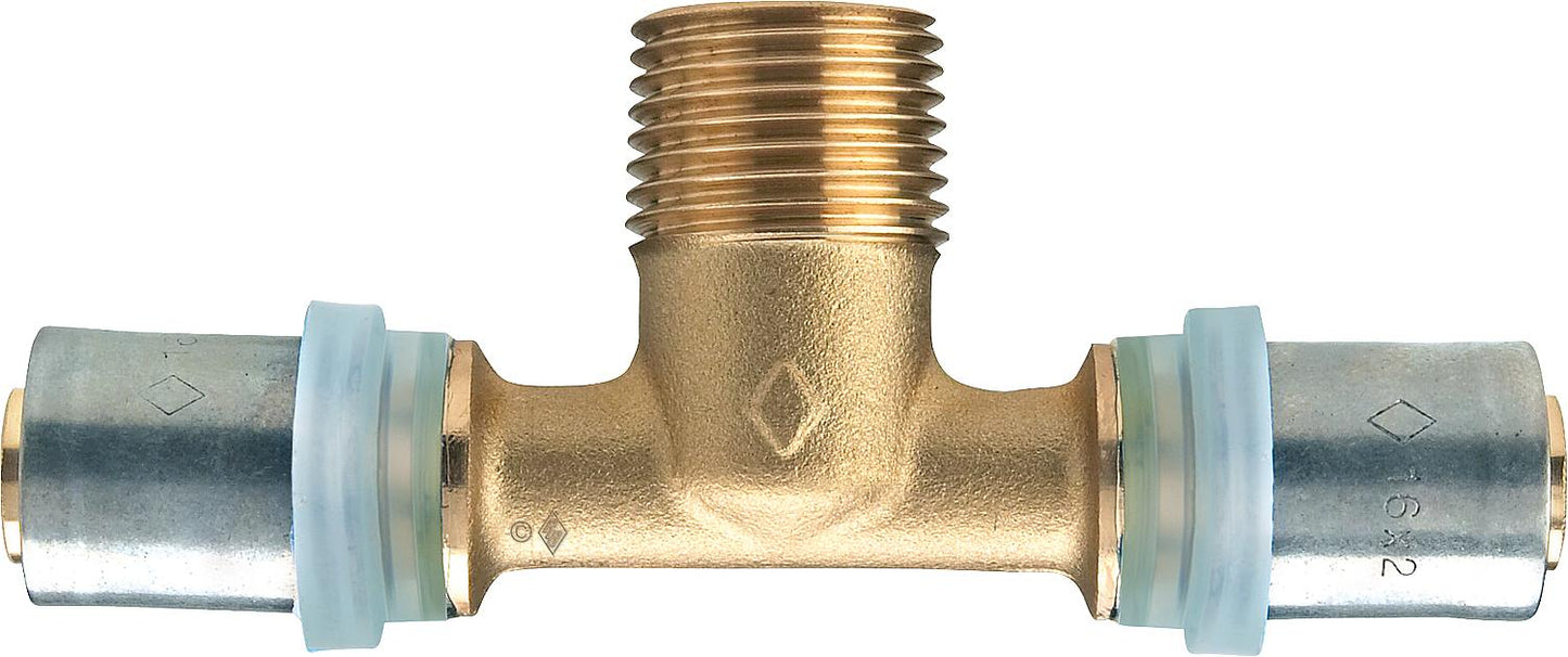 EVENES press fitting for MSVR transition tee (male thread) 16x2mm-1/2''-16x2mm, TH contour