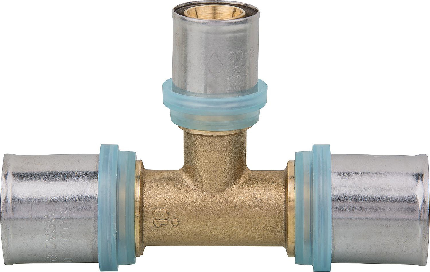 EVENES press fitting for MSVR T-piece center outlet reduced 20x2-16x2-20x2mm, TH contour