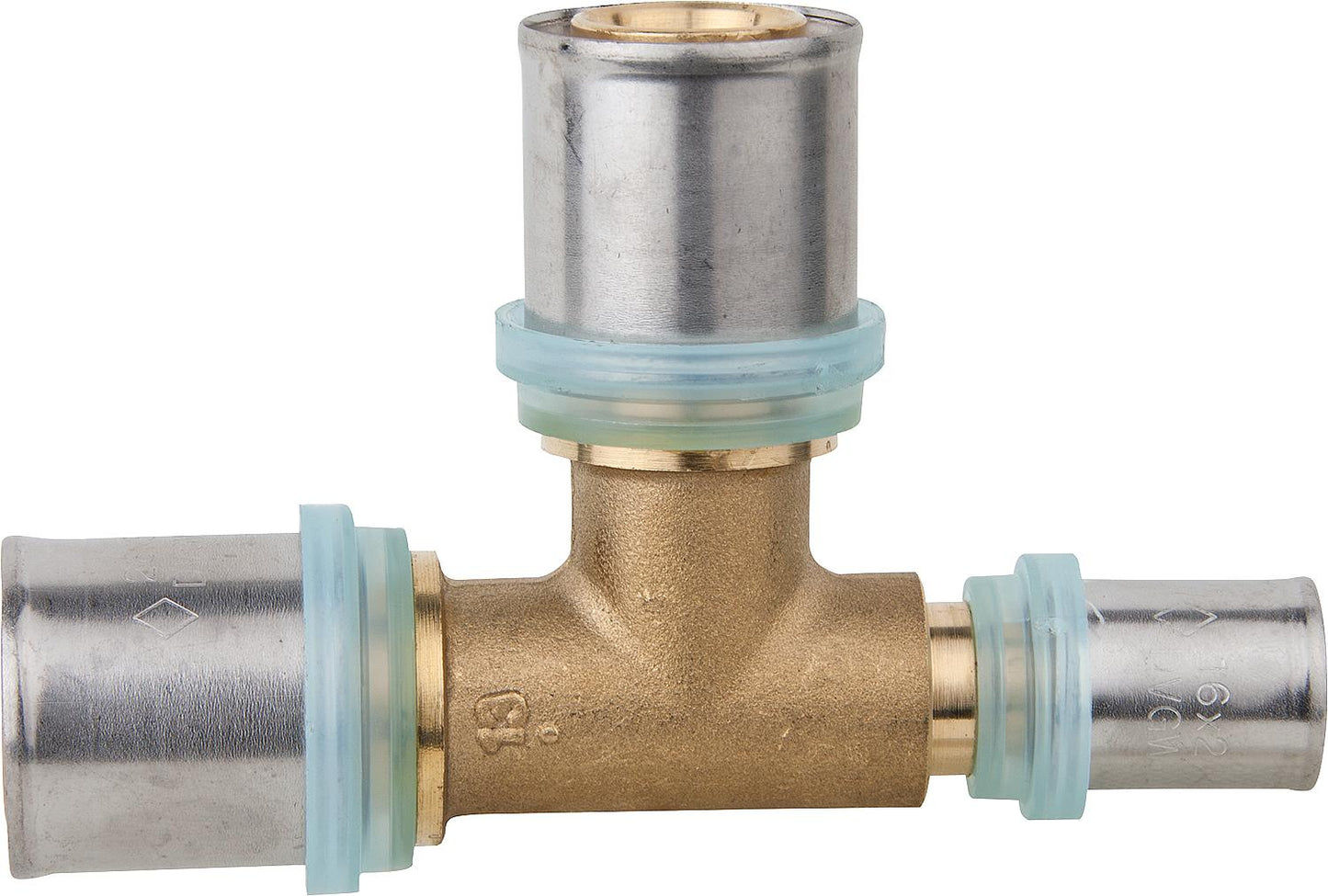EVENES press fitting for MSVR T-piece right outlet reduced 20x2-20x2-16x2mm, TH contour