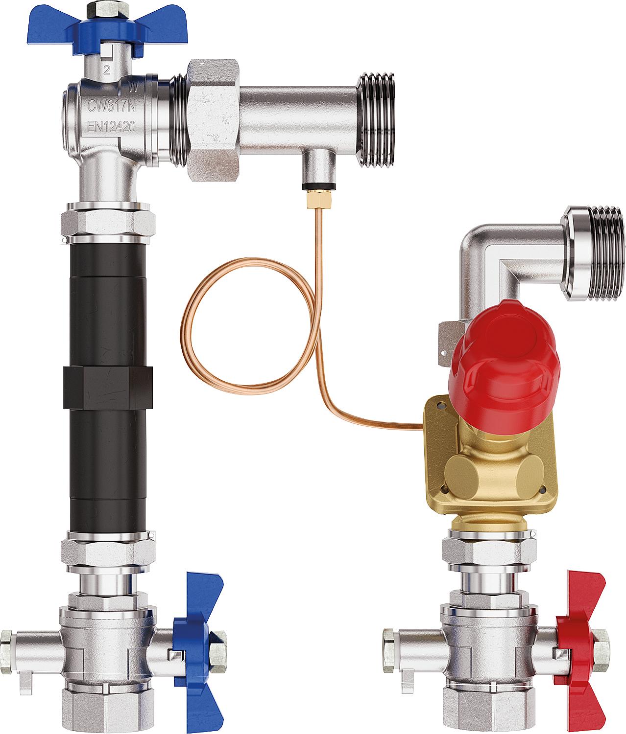 Verteiler-Anschlussset Danfoss AB-PM vertikal, DN20 (3/4") IG Anschluss Verteiler DN25 (1")AG